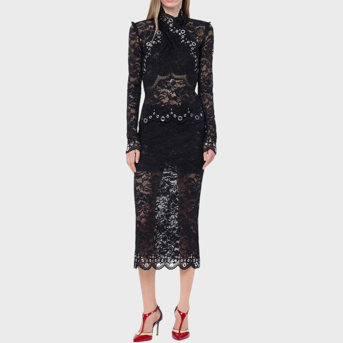 Rabanne Layered Lace Long Sleeve Top