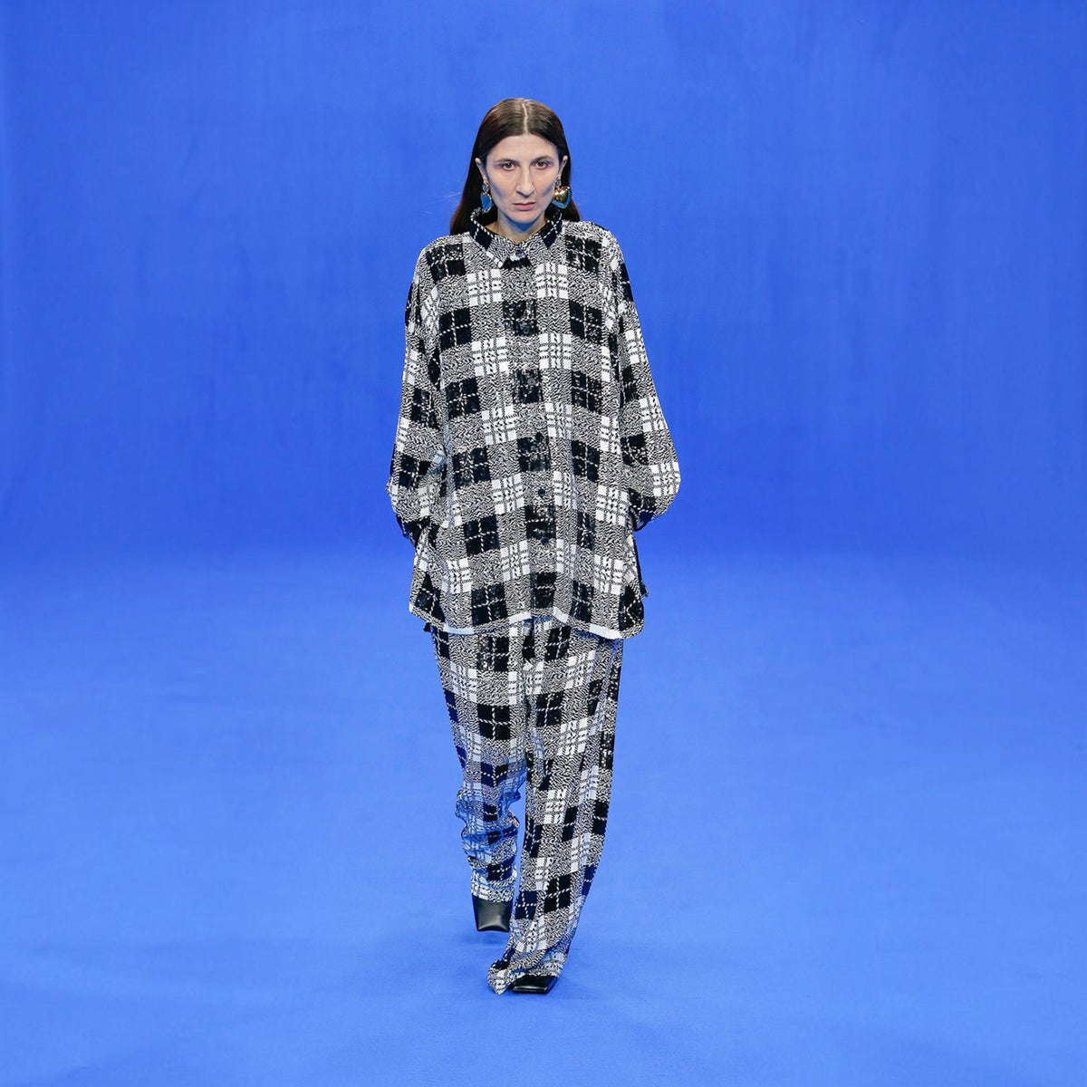 Balenciaga Silk Sequins Check Pants