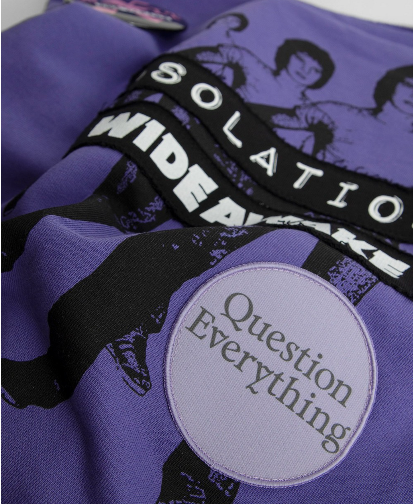 Raf Simons Tote Bag, Print, Cotton Jersey Fleece Top Handle Bag in Purple w/ Badges and Isolation Print