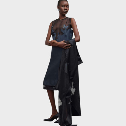 Julie Kegels Debby Mesh & Silk Midi Dress