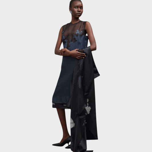 Julie Kegels Debby Mesh & Silk Midi Dress
