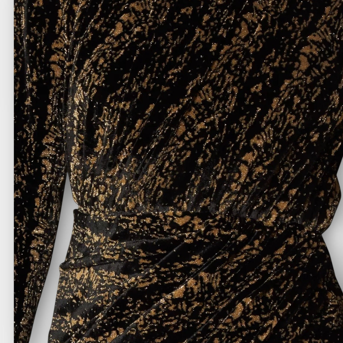 Tasoni Balenciaga black and gold velvet jersey jacquard draped dress with intricate metallic texture