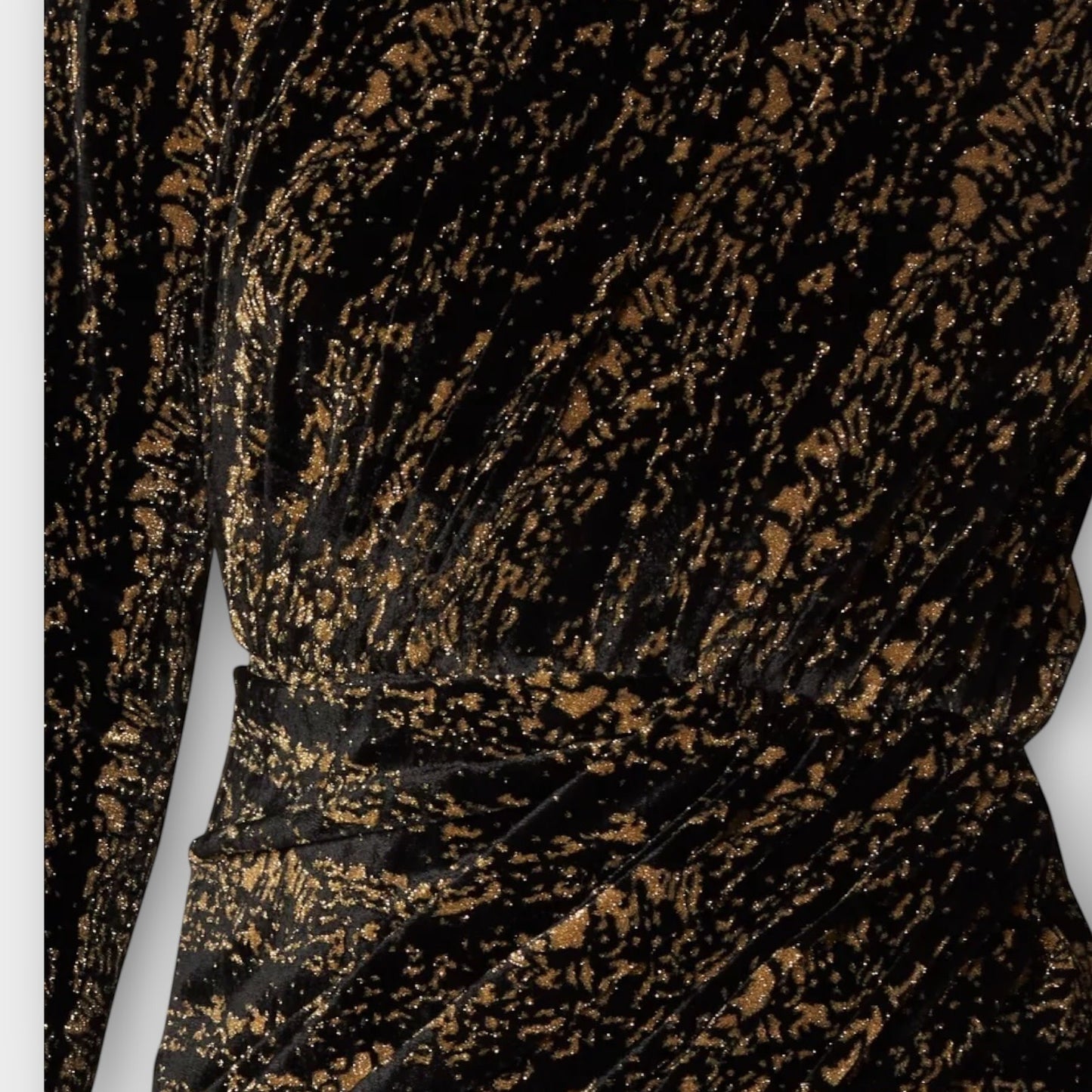 Tasoni Balenciaga black and gold velvet jersey jacquard draped dress with intricate metallic texture
