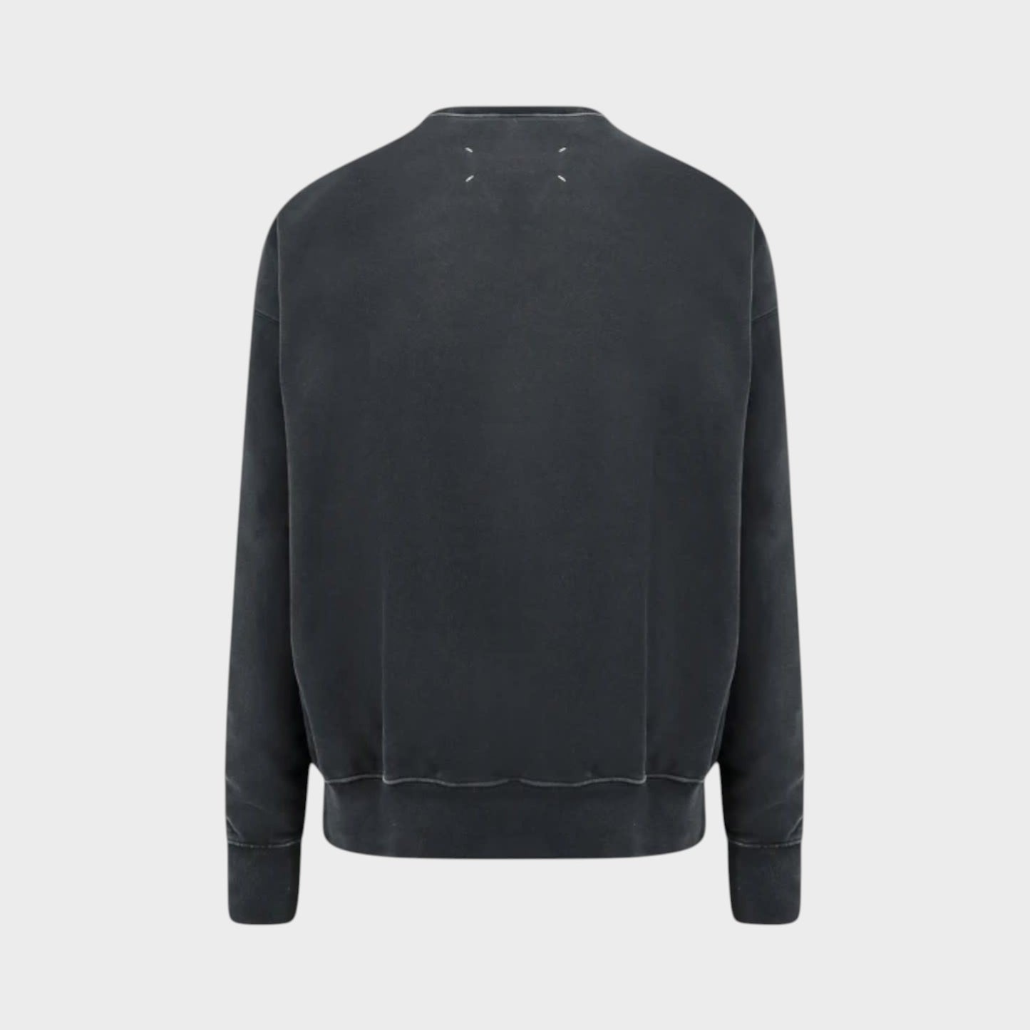Tasoni Maison Margiela vintage black cotton crew neck sweatshirt with four white stitches on the back.