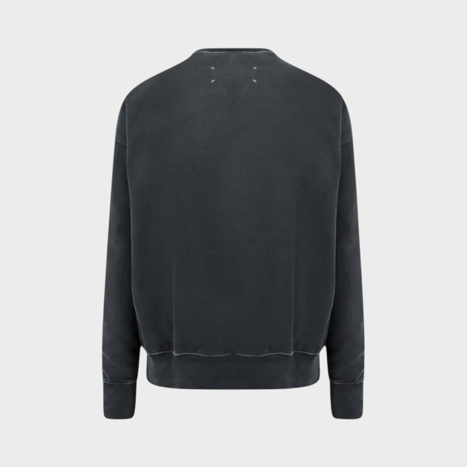 Tasoni Maison Margiela vintage black cotton crew neck sweatshirt with four white stitches on the back.