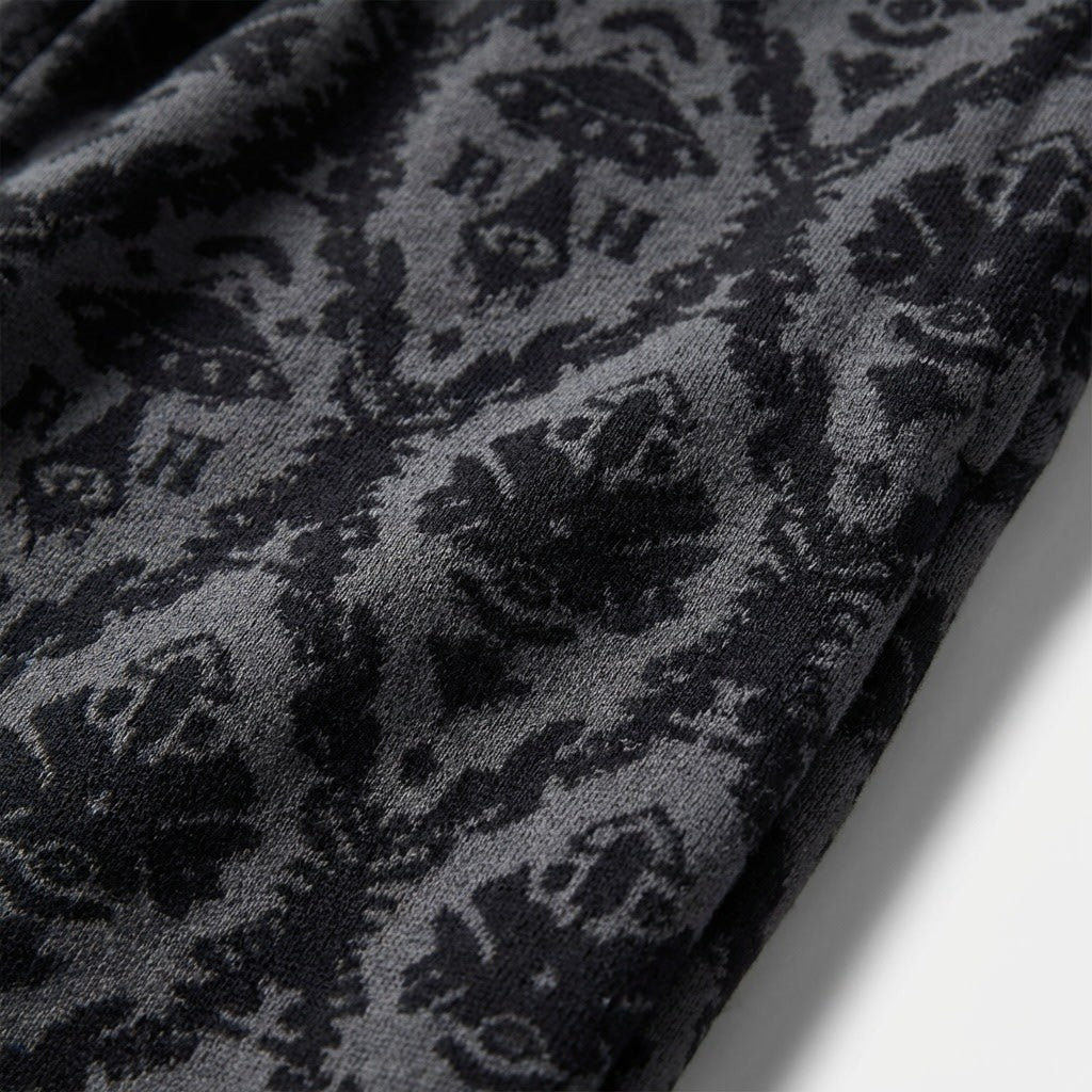 Tasoni black and grey patterned cotton drawstring sweatpants with a damask print.
