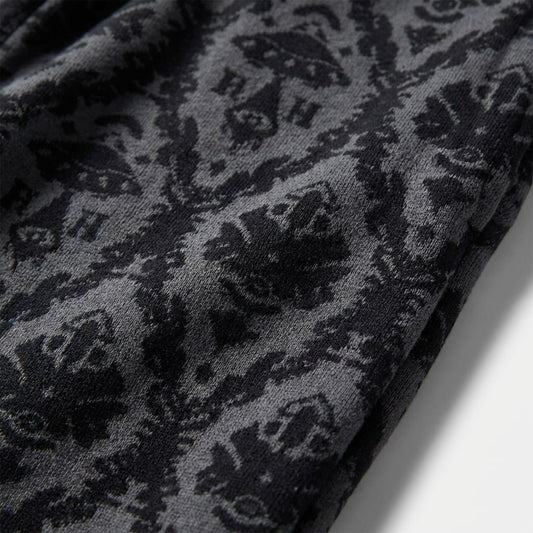 Tasoni black and grey patterned cotton drawstring sweatpants with a damask print.