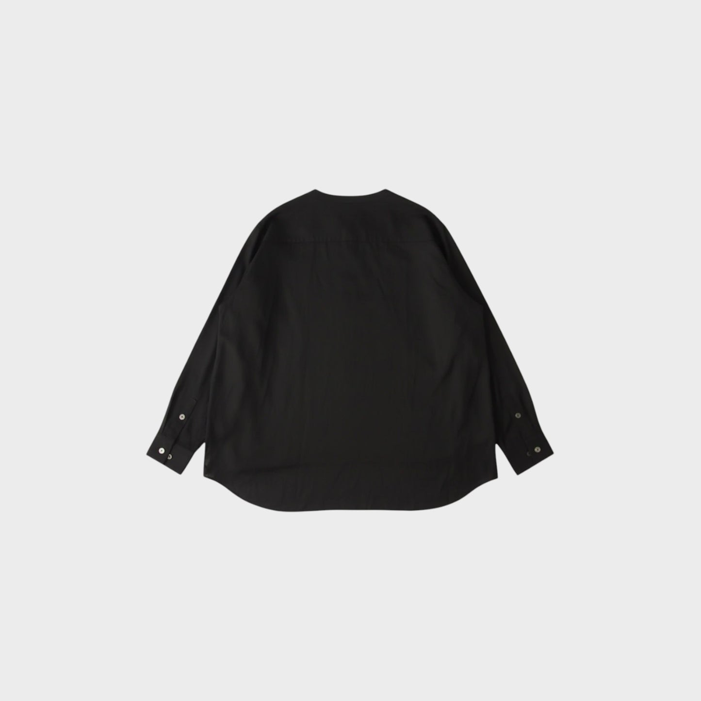 Tasoni black undercover zip up overshirt with buttoned cuffs and a band collar.