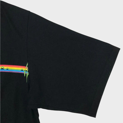 Tasoni black cotton oversized t-shirt with a Pink Floyd prism graphic print on the chest.