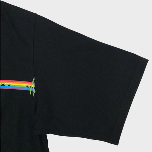 Tasoni black cotton oversized t-shirt with a Pink Floyd prism graphic print on the chest.