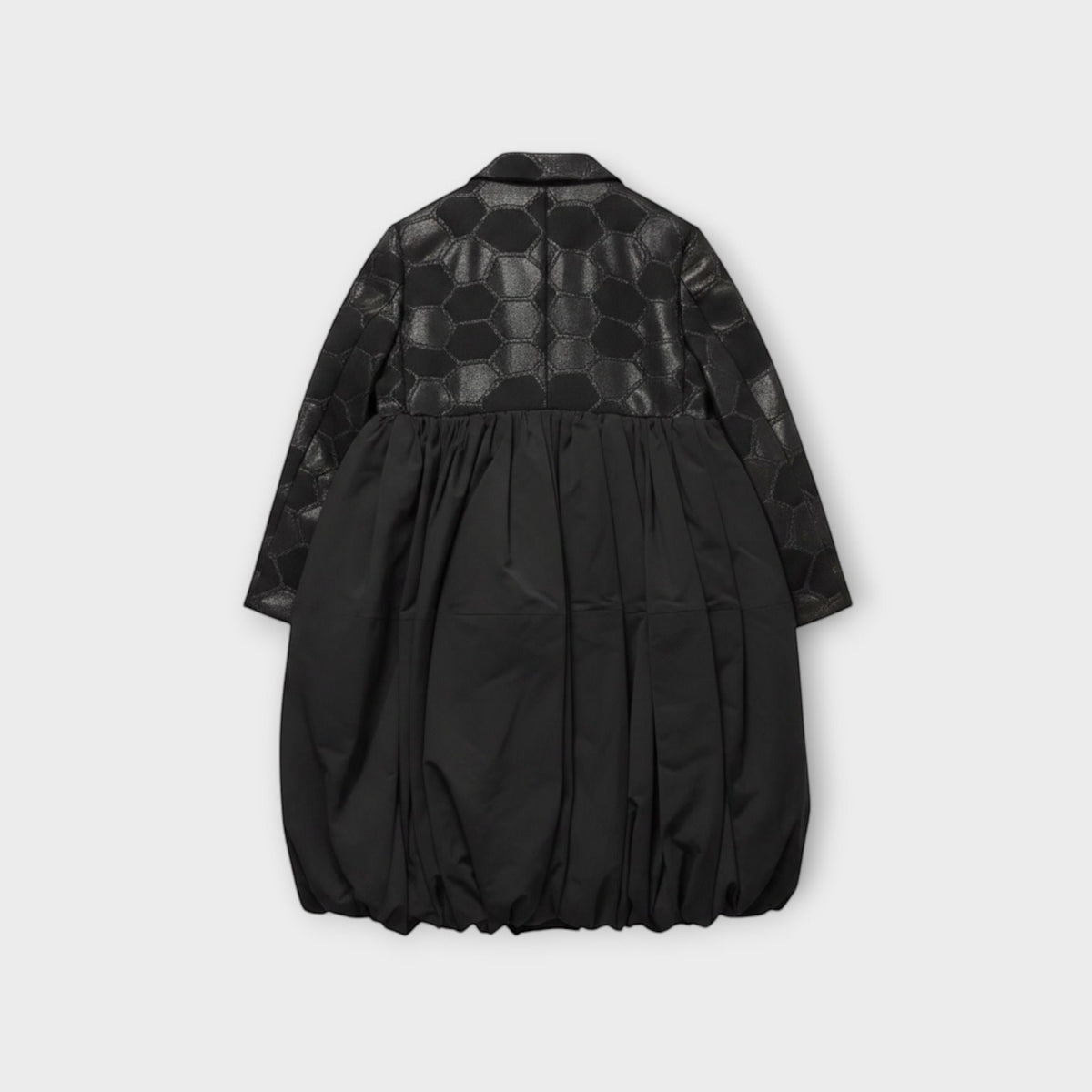 Tasoni black wool mix jacquard jacket with balloon waist and notched lapel