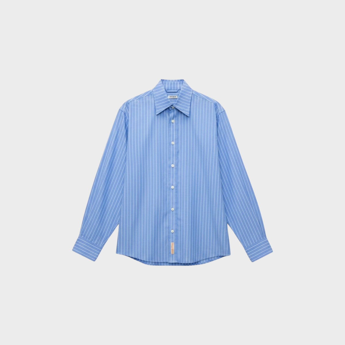 Tasoni Bode Bluebell shirt in blue cotton with a classic collar, button-front closure, and long sleeves.