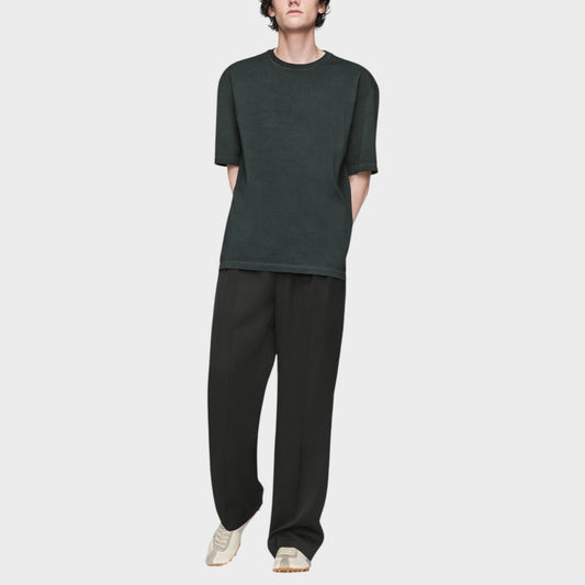 Tasoni men's dark grey cotton crew neck t-shirt with short sleeves and a relaxed fit.