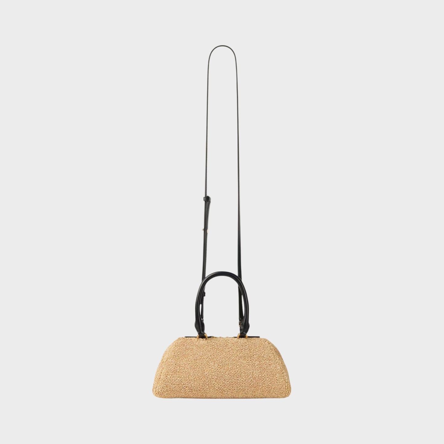 Tasoni Givenchy Antigona East West bag in natural textured material with black leather handles and strap.