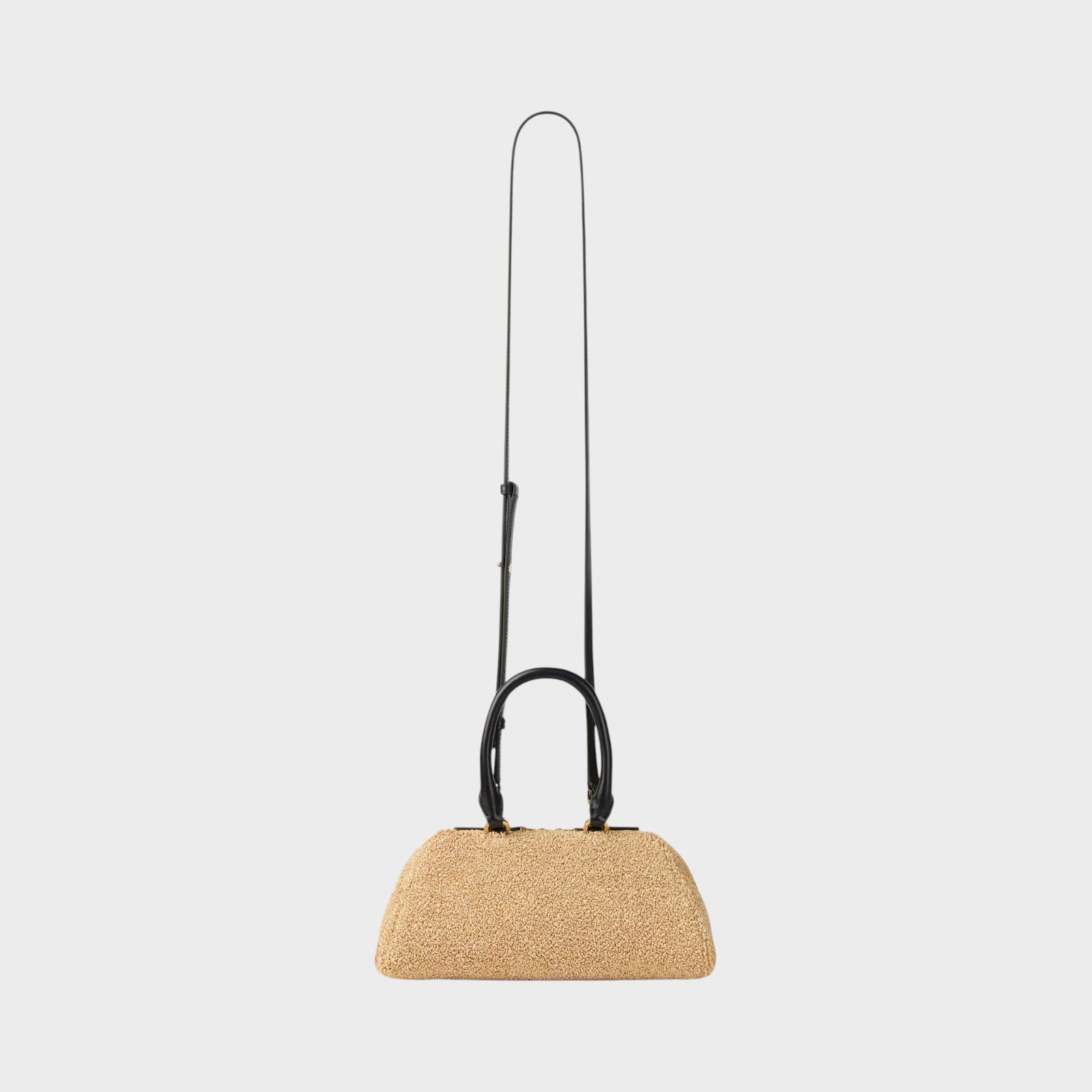 Tasoni Givenchy Antigona East West bag in natural textured material with black leather handles and strap.