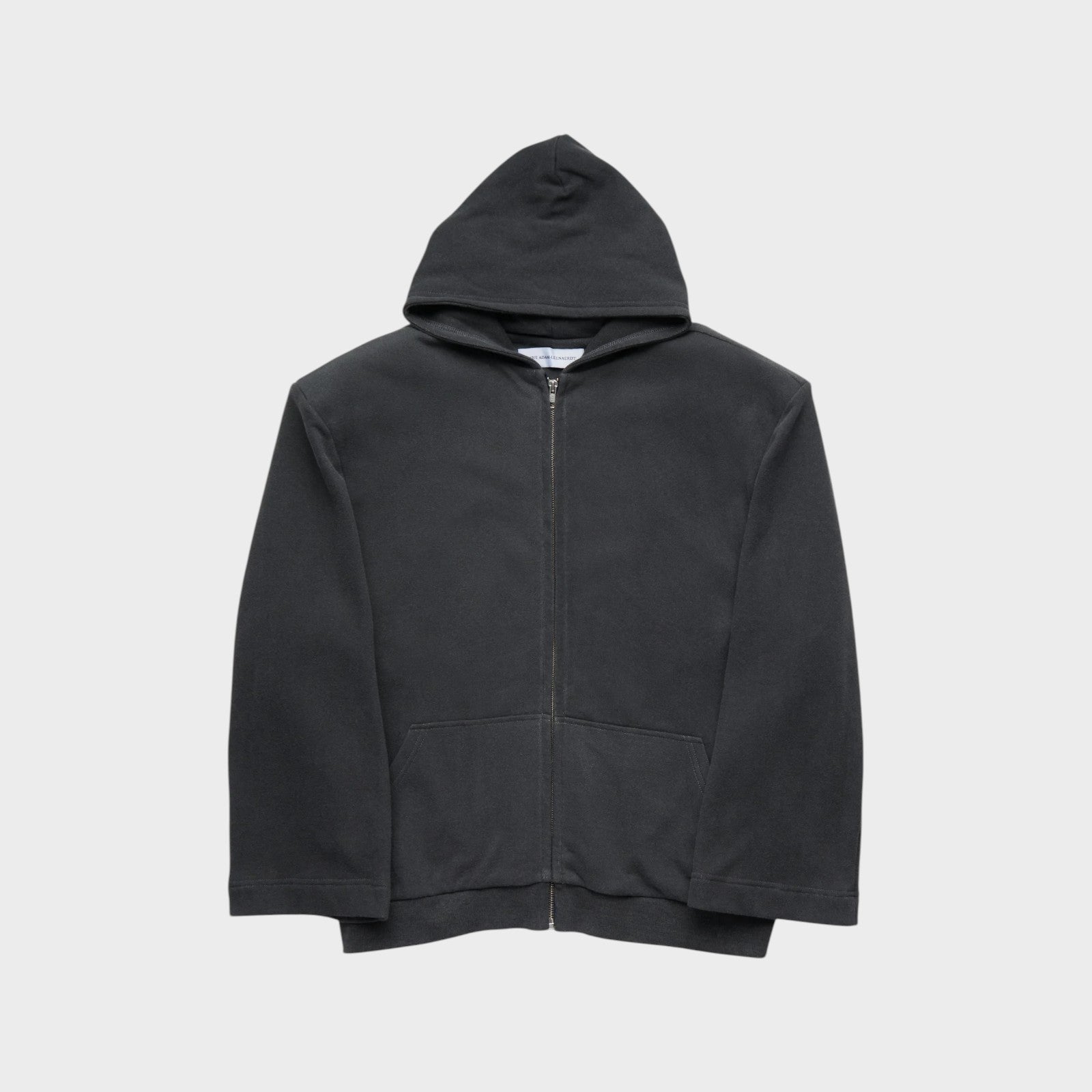 Tasoni Marie Adam-Leenaerdt grey jersey molleton zip-up hoodie jacket with front pocket.