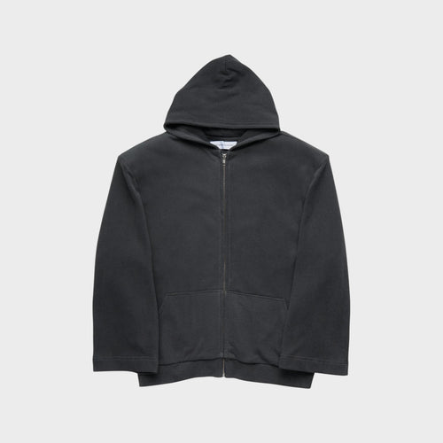 Tasoni Marie Adam-Leenaerdt grey jersey molleton zip-up hoodie jacket with front pocket.