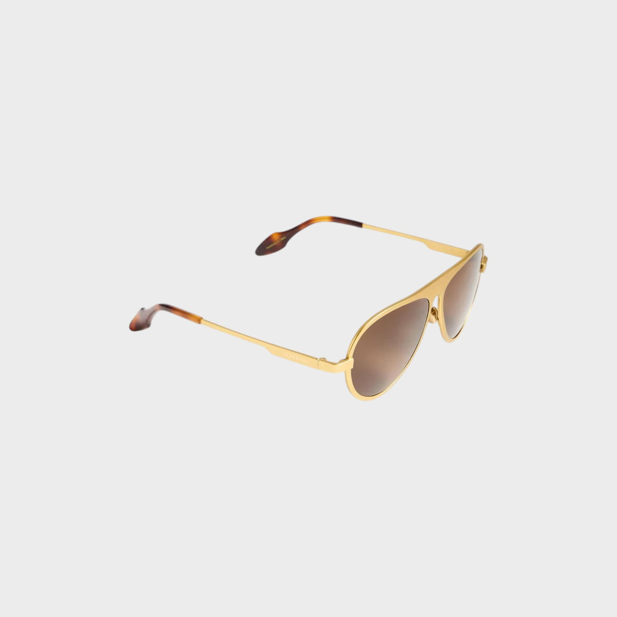 Tasoni JW Anderson Jwa05 gold titanium aviator sunglasses with brown gradient lenses and tortoiseshell temple tips.