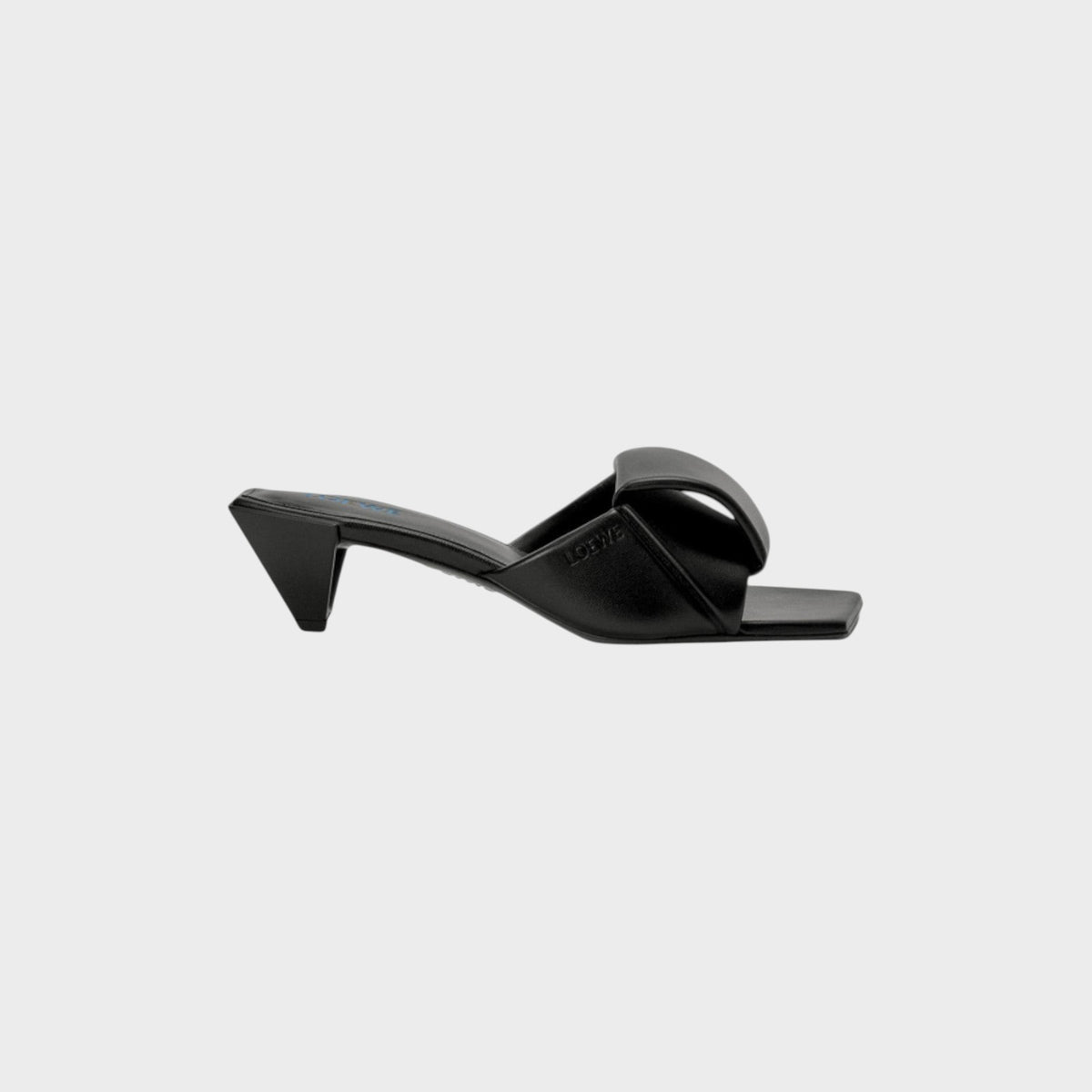 Tasoni Loewe black leather Origami Slide square-toe heels with a 45mm kitten heel