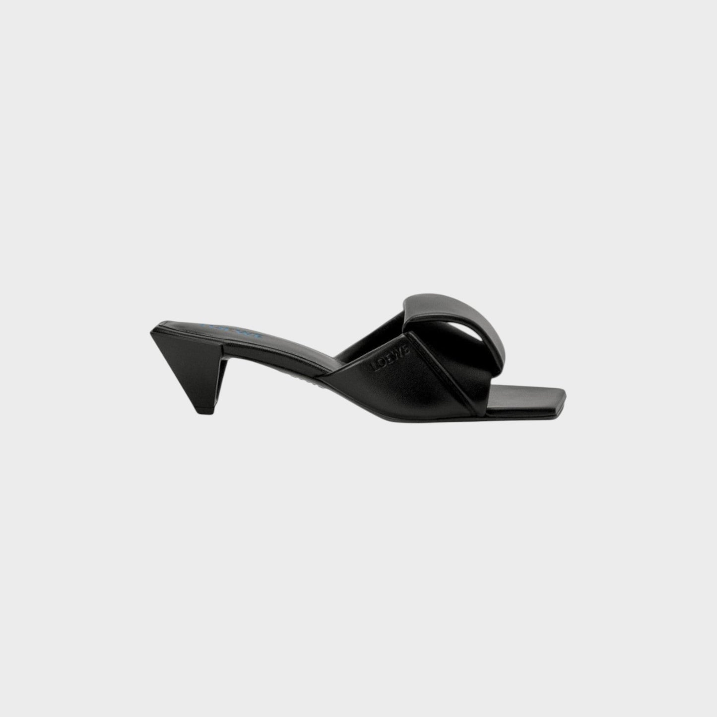 Tasoni Loewe black leather Origami Slide square-toe heels with a 45mm kitten heel