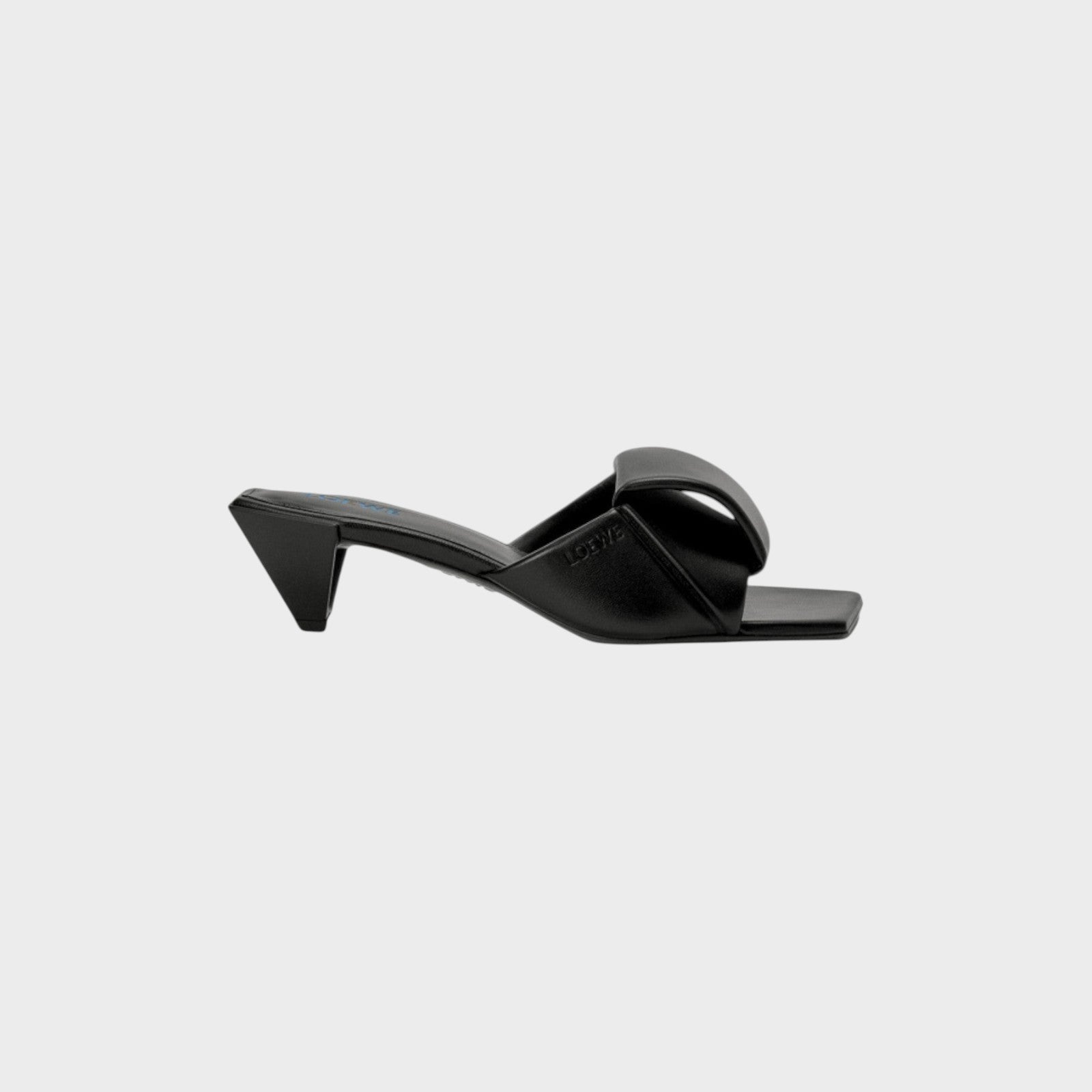 Tasoni Loewe black leather Origami Slide square-toe heels with a 45mm kitten heel