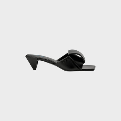 Tasoni Loewe black leather Origami Slide square-toe heels with a 45mm kitten heel