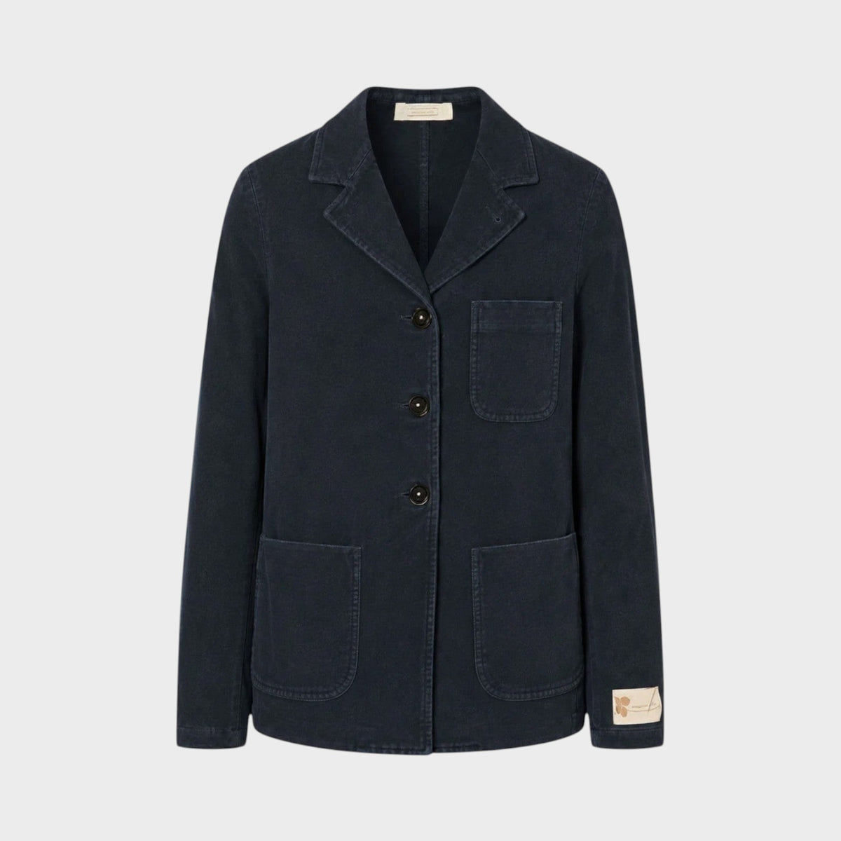 Tasoni Massimo Alba Baglietto navy blue wool single-breasted blazer with notch lapels and patch pockets