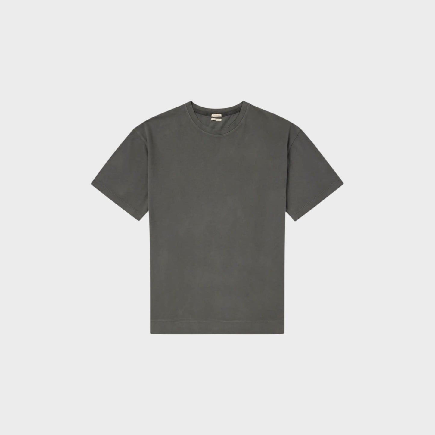 Massimo Alba Nevis cotton T-shirt in charcoal grey from Tasoni, featuring a crew neck and short sleeves.