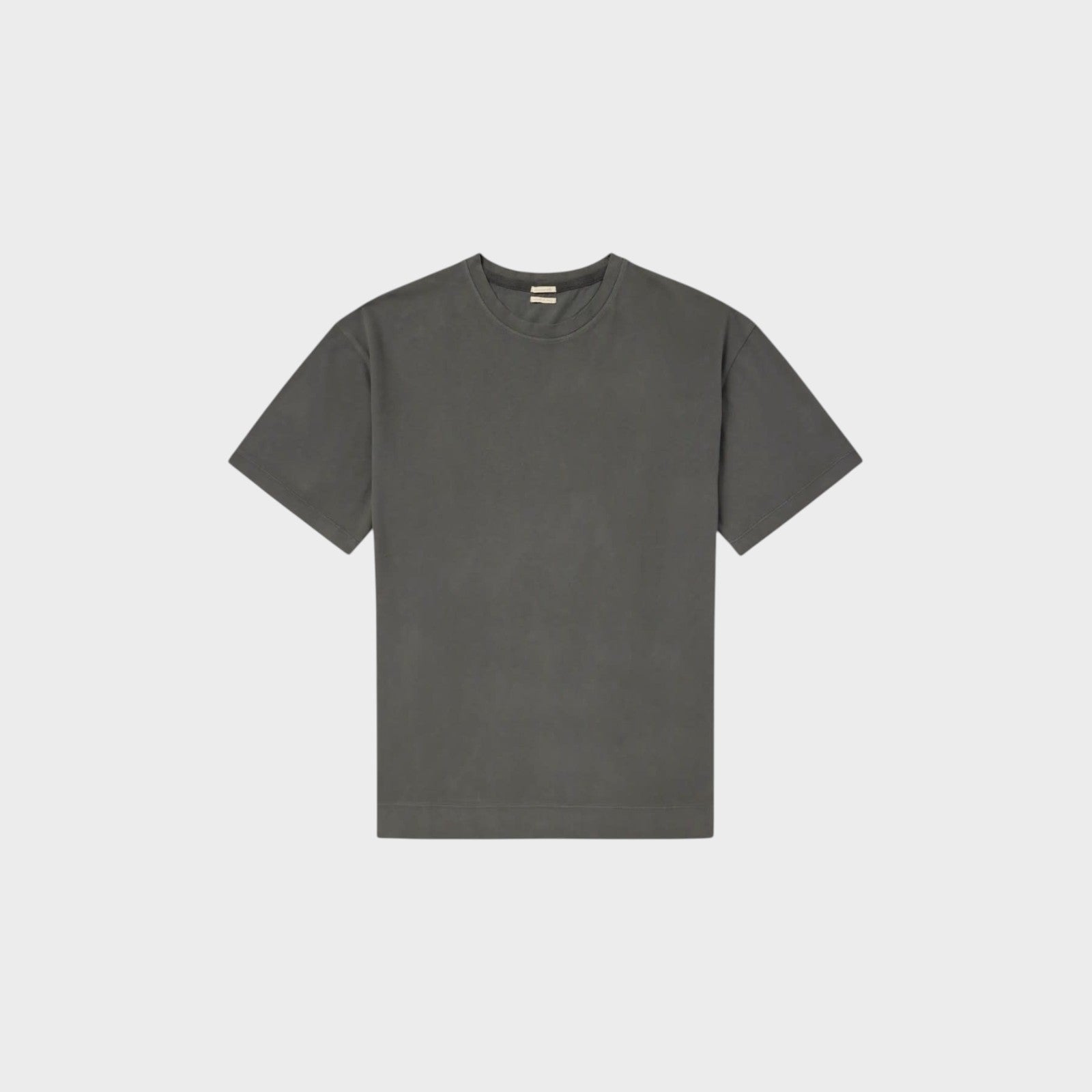 Massimo Alba Nevis cotton T-shirt in charcoal grey from Tasoni, featuring a crew neck and short sleeves.