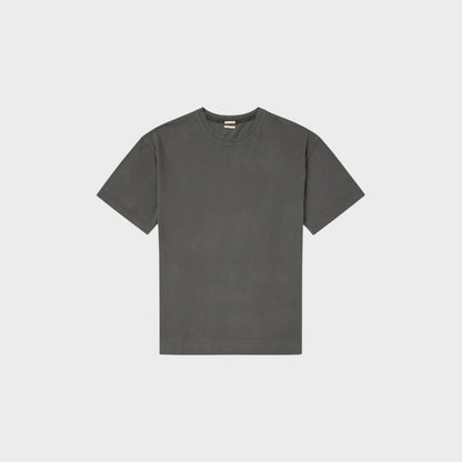 Massimo Alba Nevis cotton T-shirt in charcoal grey from Tasoni, featuring a crew neck and short sleeves.