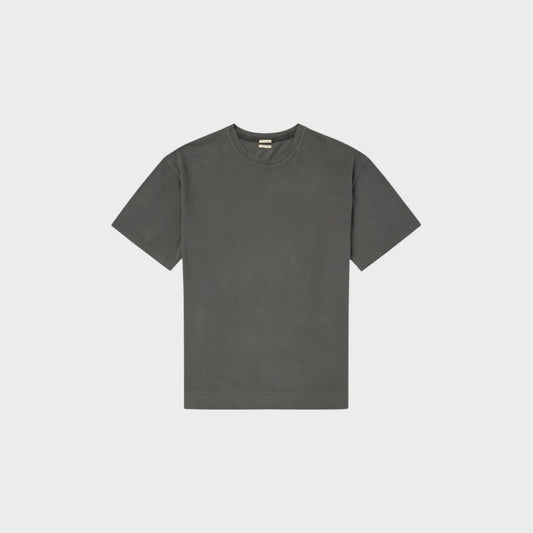 Massimo Alba Nevis cotton T-shirt in charcoal grey from Tasoni, featuring a crew neck and short sleeves.