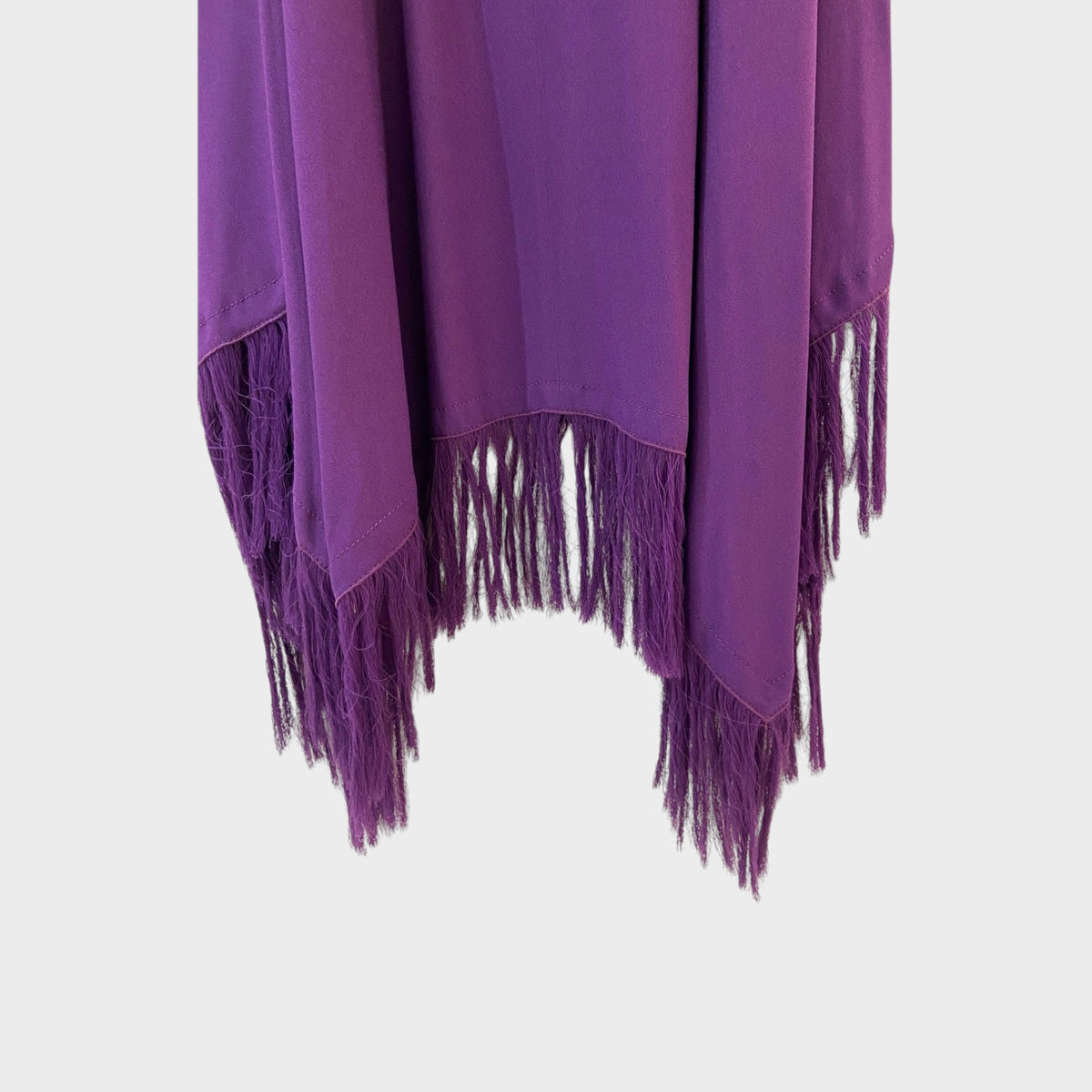 Tasoni Nina Ricci purple A-line skirt featuring delicate fringe hem detail on a smooth fabric