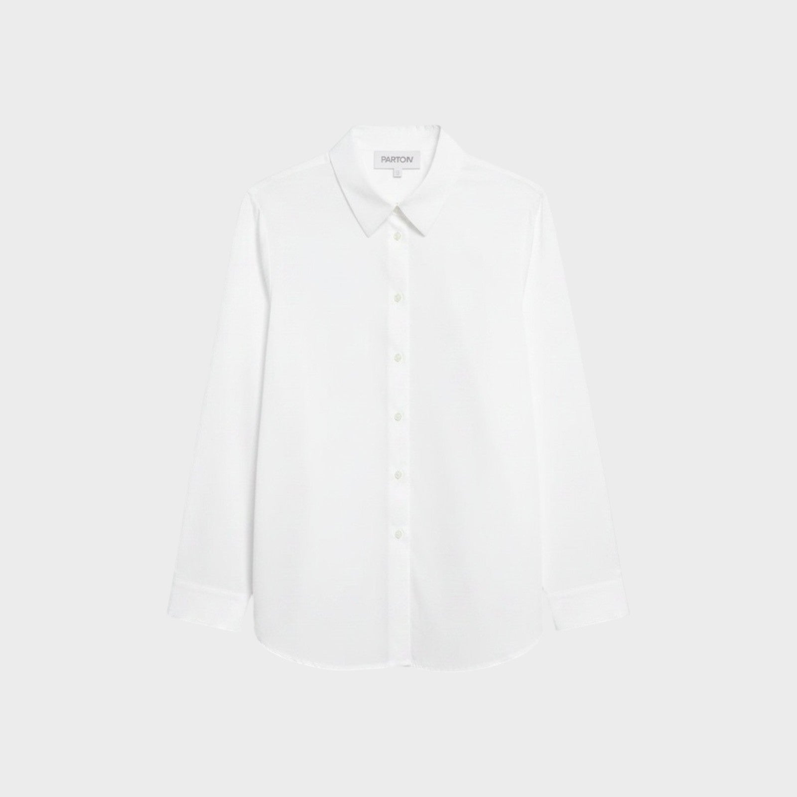 Tasoni Partow Bryant white cotton poplin button-down shirt with a classic collar and long sleeves.