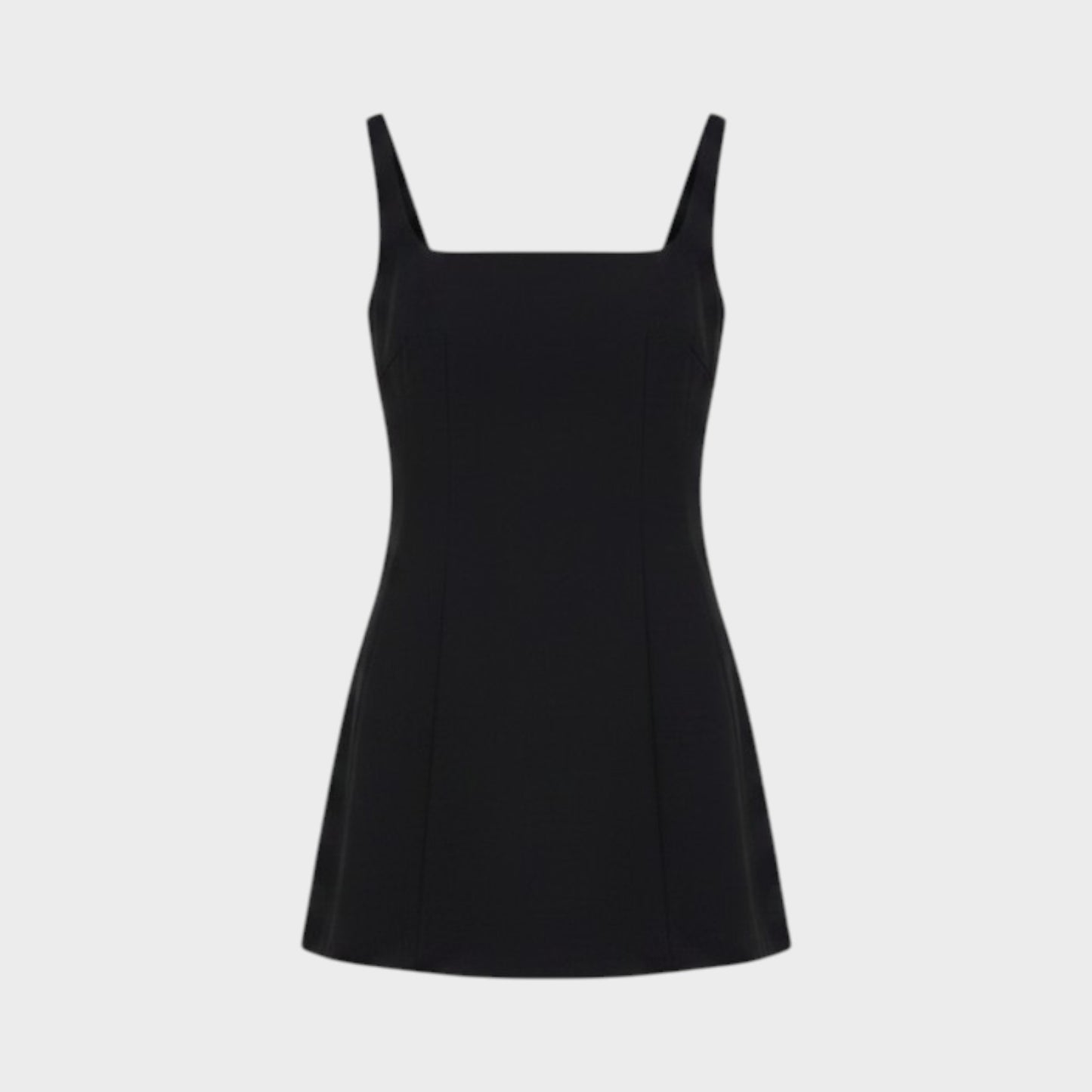 Tasoni Partow Callen black twill sleeveless top with a square neckline and fitted silhouette.