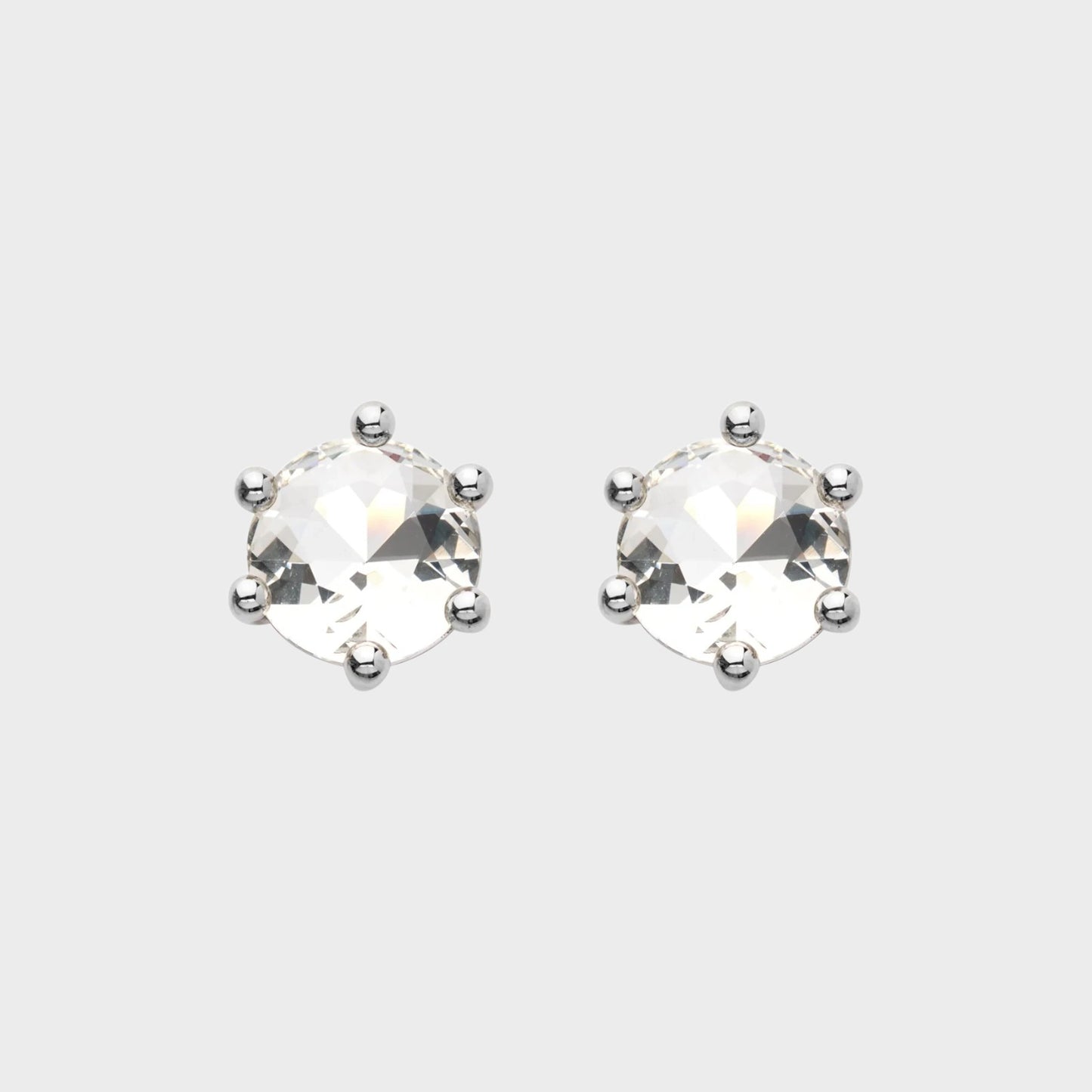 Tasoni Marie Adam-Leenaerdt silver brass stud earrings with clear crystal accents