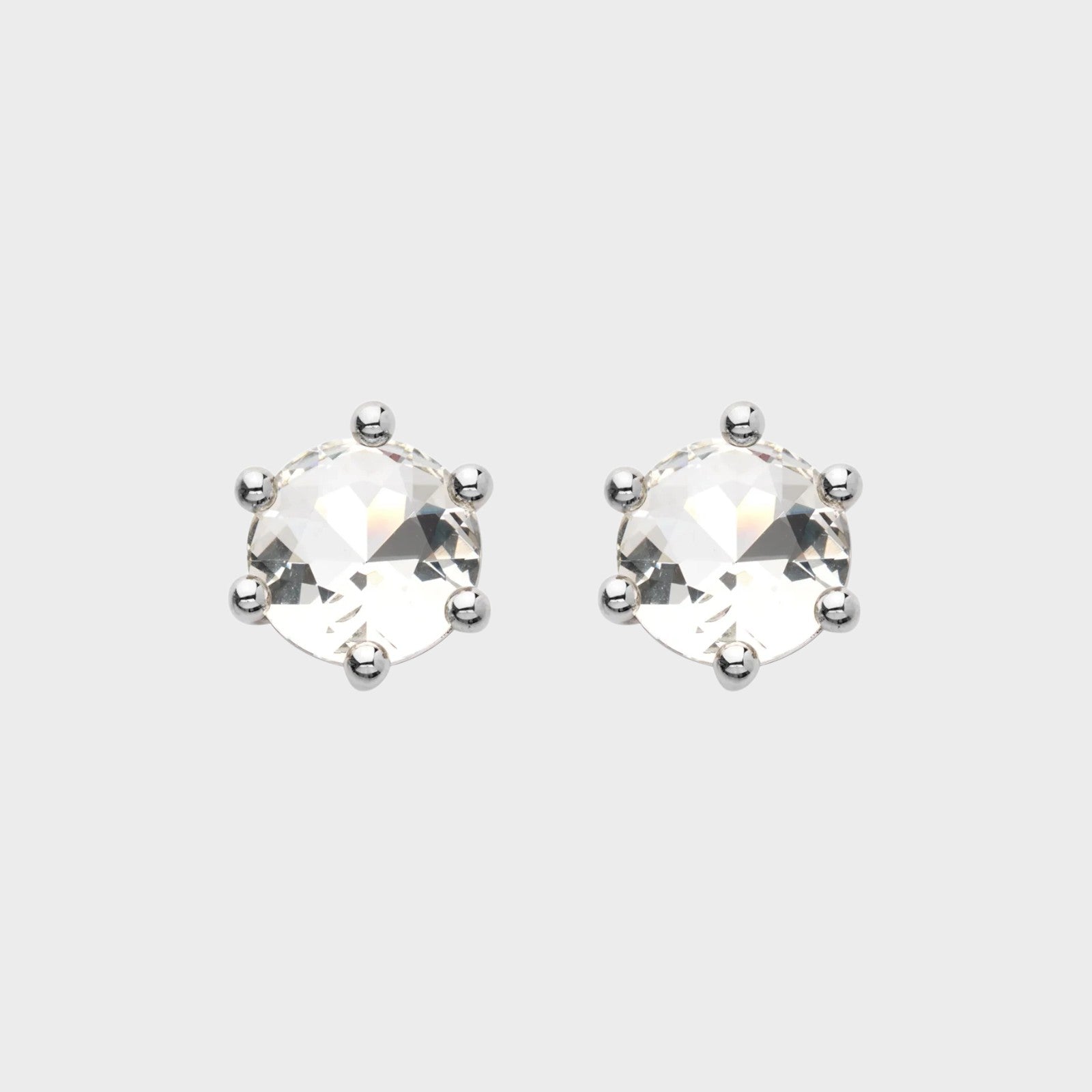 Tasoni Marie Adam-Leenaerdt silver brass stud earrings with clear crystal accents