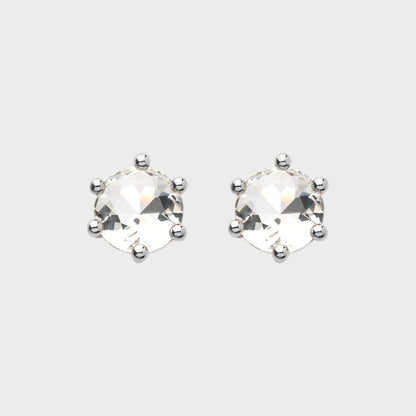 Tasoni Marie Adam-Leenaerdt silver brass stud earrings with clear crystal accents