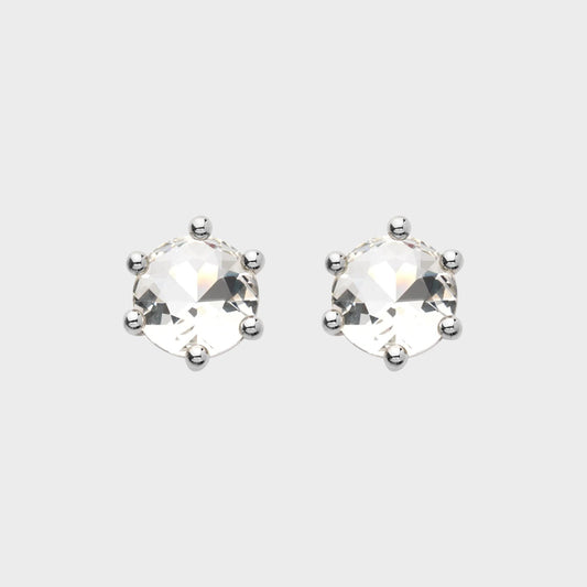 Tasoni Marie Adam-Leenaerdt silver brass stud earrings with clear crystal accents