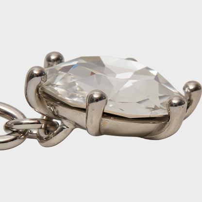Tasoni silver necklace with a clear marquise-cut crystal pendant set in brass.