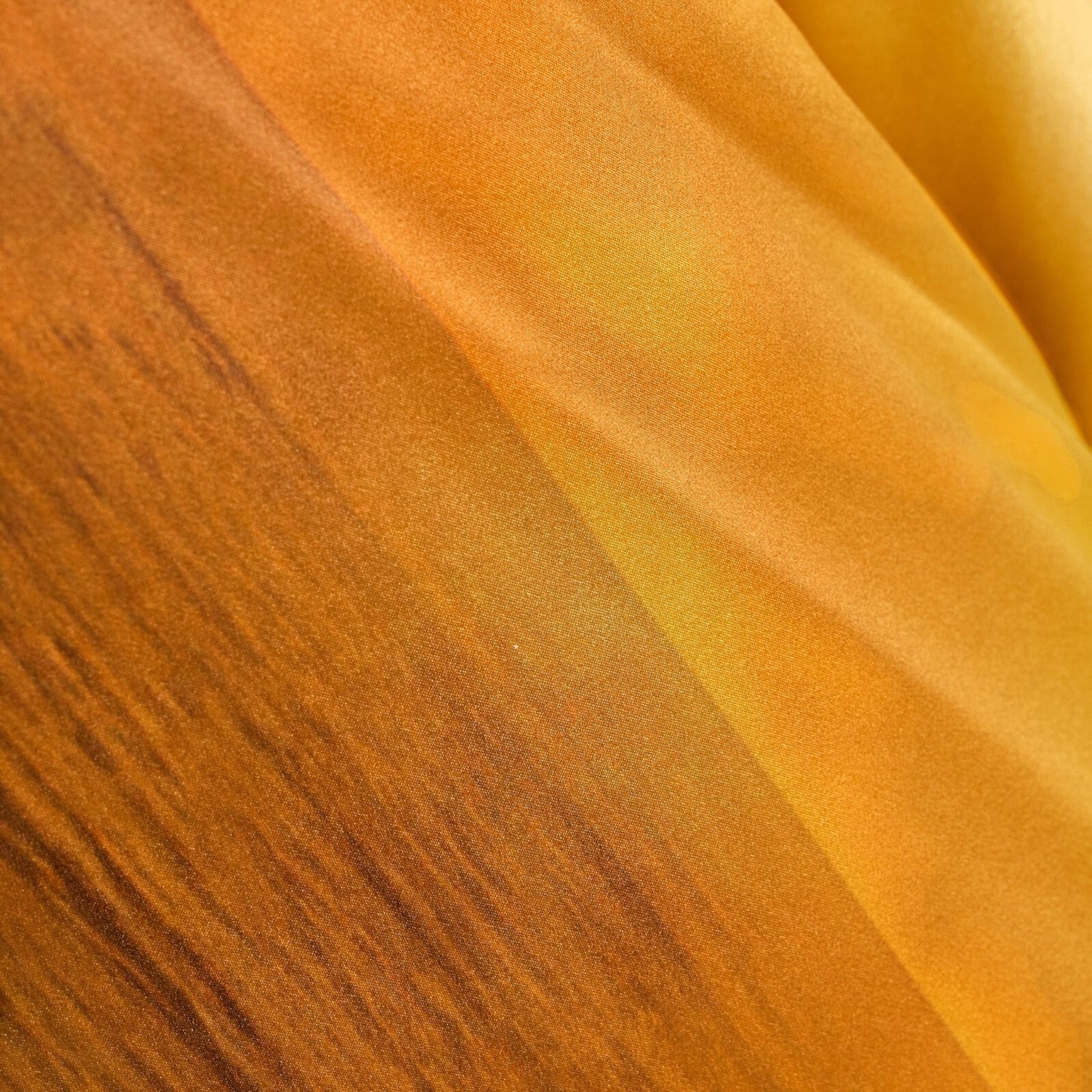 Tasoni Marie Adam-Leenaerdt Silk Satin Print Sunset Landscape Dress in sunset light orange.