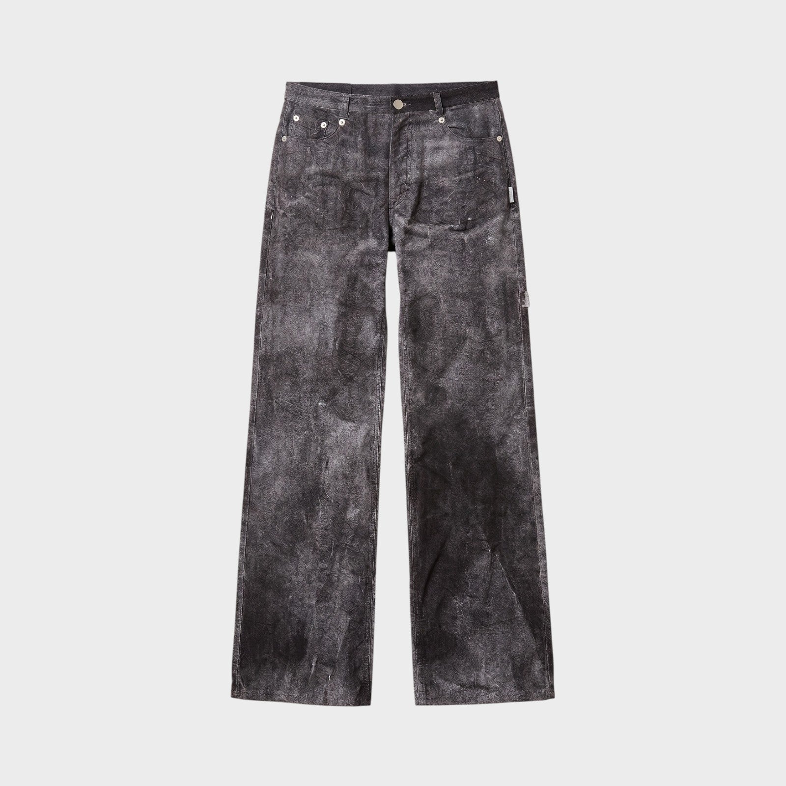 Tasoni Marie Adam-Leenaerdt grey black washed velvet denim wide leg jeans.