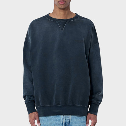 Tasoni Maison Margiela vintage black cotton crew neck sweatshirt with subtle embroidered logo on chest.