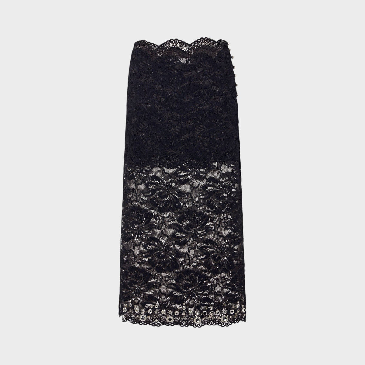 Rabanne Layered Lace Midi Skirt