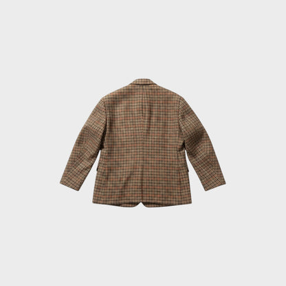 Balenciaga Wool Brushed Houndstooth Collared Blazer