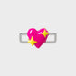 Poubel Charm, Print, Heart with Sparkle Hand Painted Enamel w/ Sterling Silver