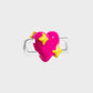 Poubel Charm, Print, Heart with Sparkle Hand Painted Enamel w/ Sterling Silver