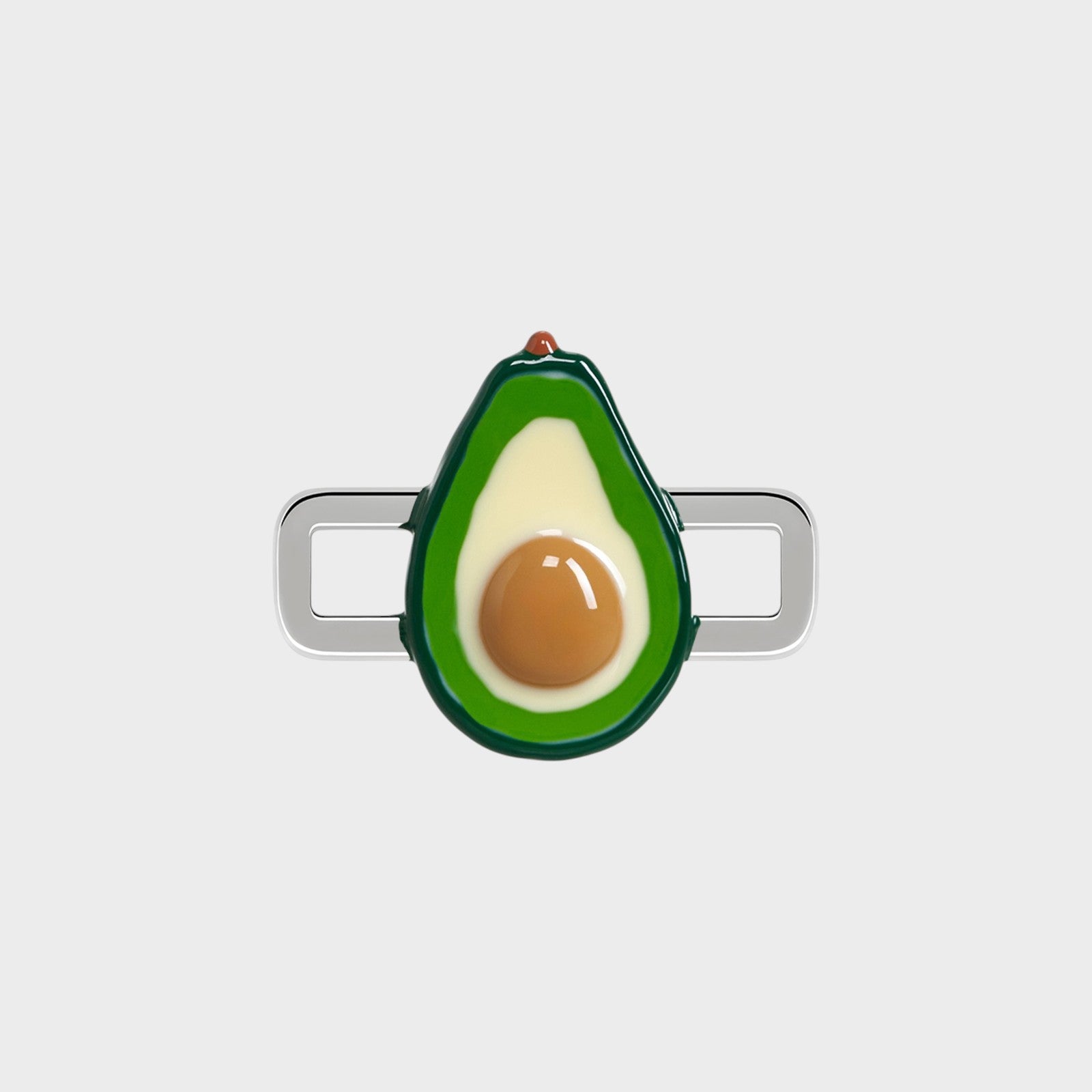 Poubel Charm, Print, Avocado Hand Painted Enamel w/ Sterling Silver