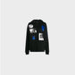 Raf Simons Sweatshirt, Black, Jersey Cotton Hoodie w/ "Blue Velvet" Print Patches