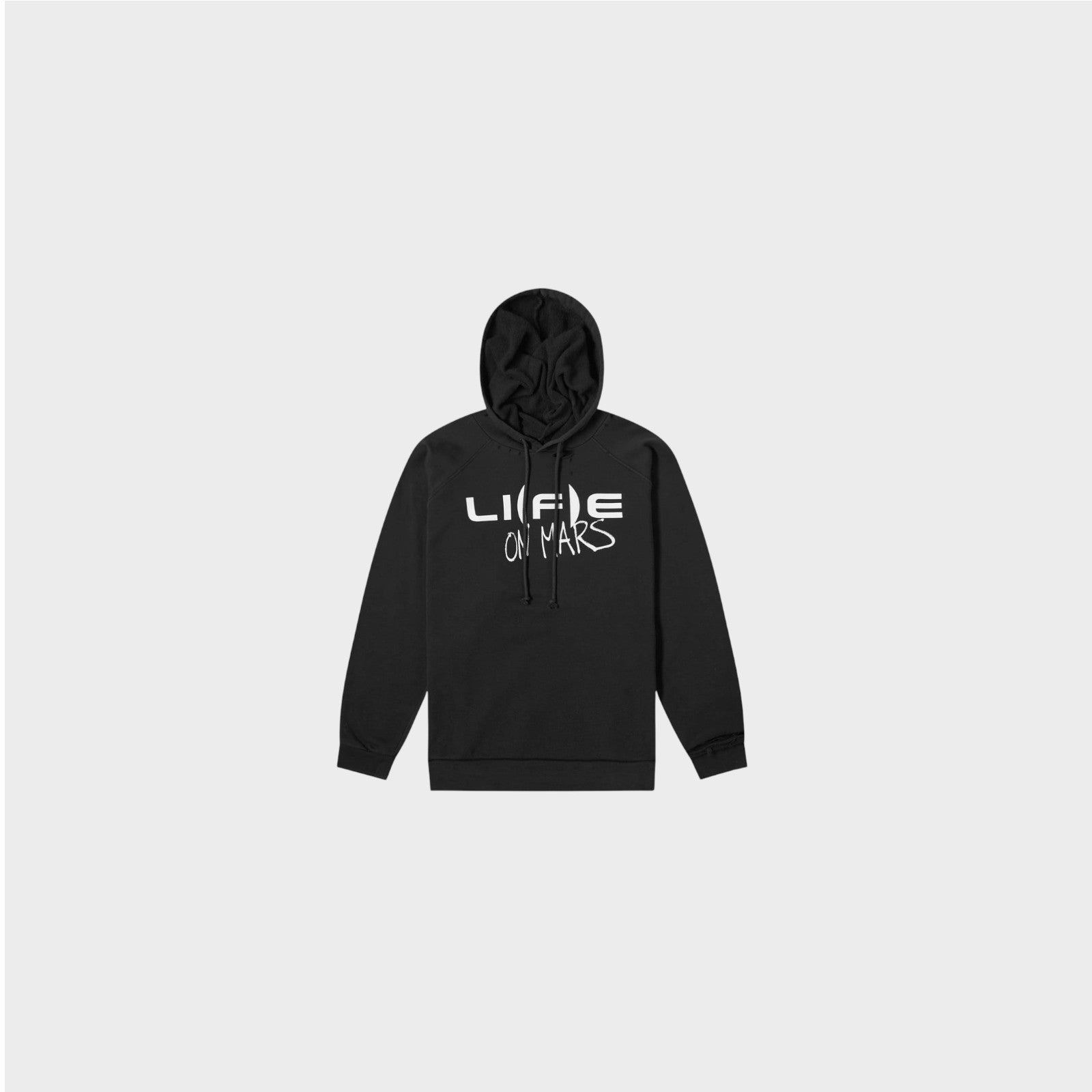 Raf Simons Sweatshirt, Black, Cotton Jersey Oversized Hoodie w/ "Life on Mars" Print