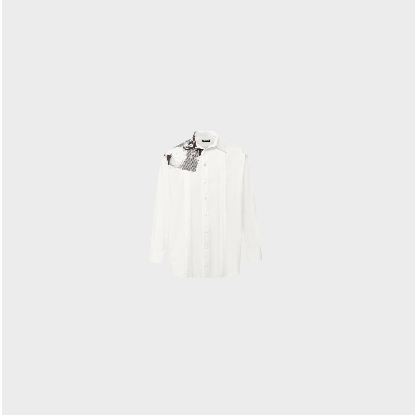 Raf Simons Shirt, White, Cotton Punk Photo Shoulder Print Shirt